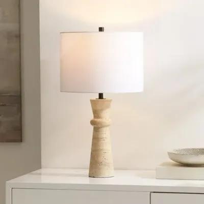 Frela 25.25" Travertine Table Lamp - Ivory