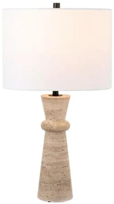 Frela 25.25" Travertine Table Lamp - Ivory