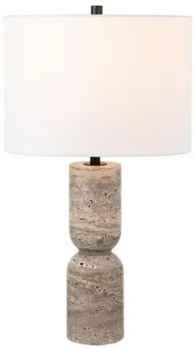 Alessandra 25.25" Travertine Table Lamp - Gray