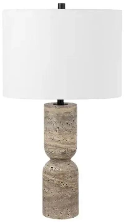 Alessandra 25.25" Travertine Table Lamp - Gray