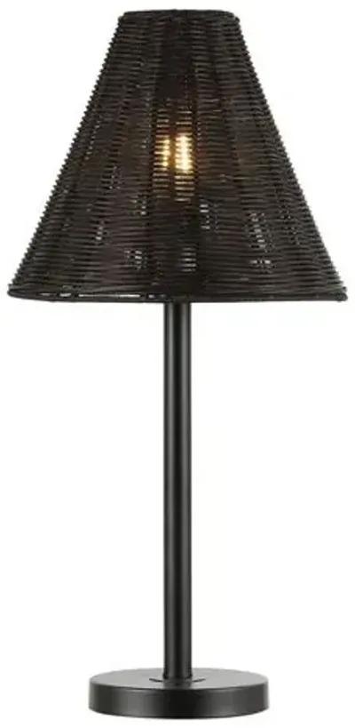 Zina 24" Rattan Table Lamp - Black