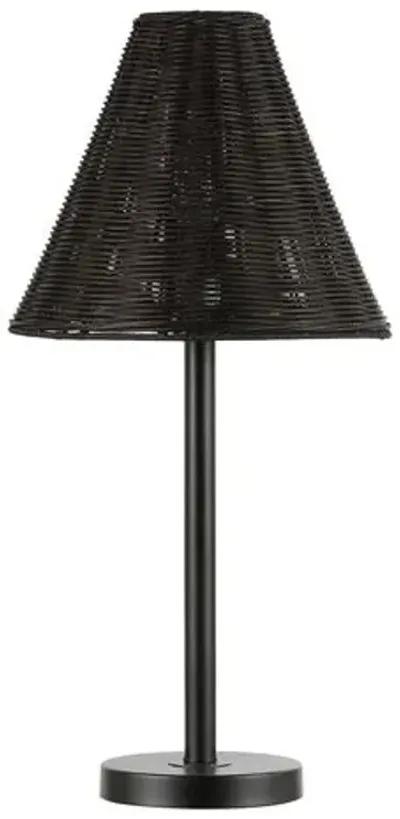 Zina 24" Rattan Table Lamp - Black