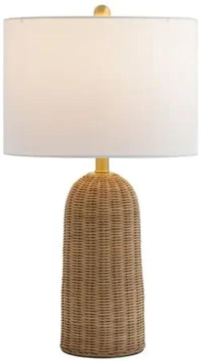 Wolly 25.5" Rattan Table Lamp - Natural/Brass - Handcrafted - Brown