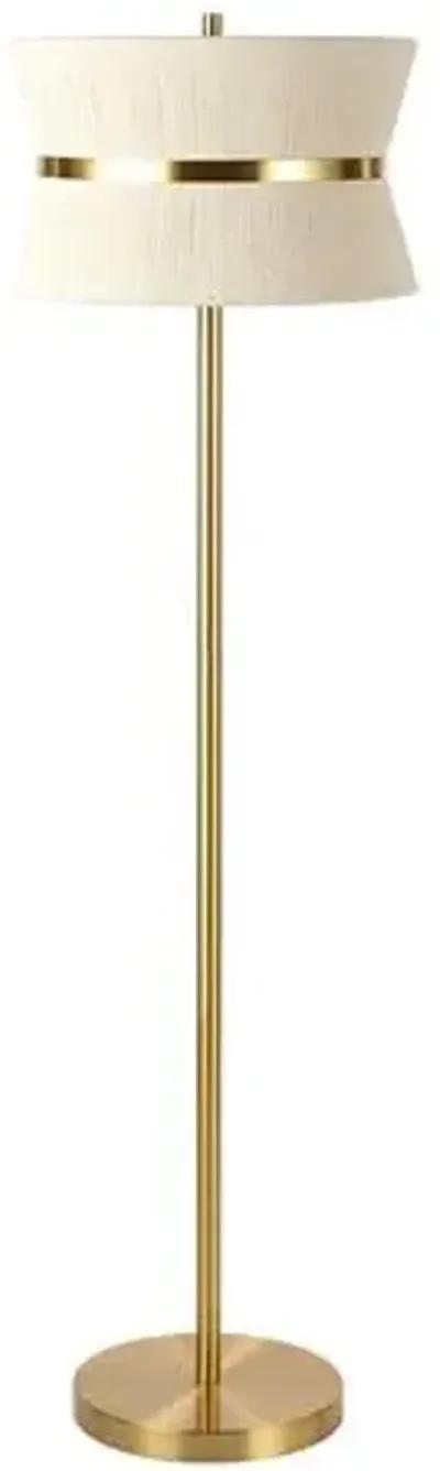 Philomena Floor Lamp - Bleached Natural/Brass