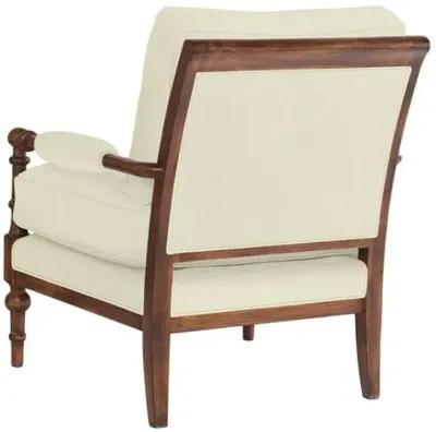 Lucy Exposed Wood Chair - Crypton Linen - Handcrafted - Ivory