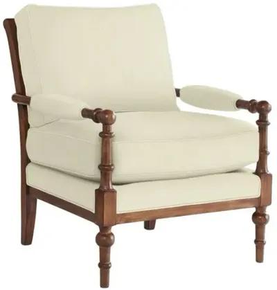 Lucy Exposed Wood Chair - Crypton Linen - Handcrafted - Ivory