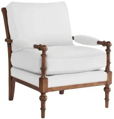 Lucy Exposed Wood Chair - Crypton Cotton - Handcrafted - Beige