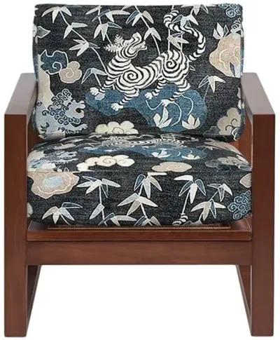 Grant Exposed Wood Chair - Bengal Tiger - Handcrafted - Blue