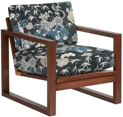 Grant Exposed Wood Chair - Bengal Tiger - Handcrafted - Blue