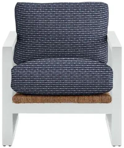 Effie White Exposed Wood Chair - Marina Stripe - Handcrafted - Blue