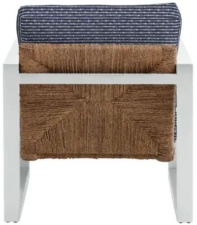 Effie White Exposed Wood Chair - Marina Stripe - Handcrafted - Blue