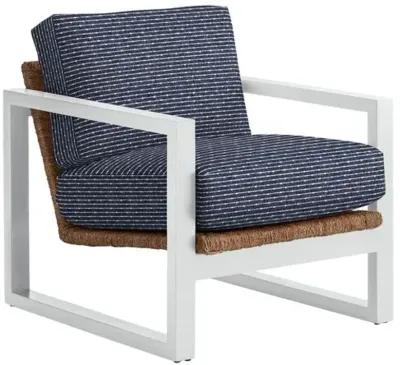 Effie White Exposed Wood Chair - Marina Stripe - Handcrafted - Blue