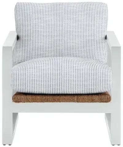 Effie White Exposed Wood Chair - Inside Out Ticking Stripe - Handcrafted - Blue