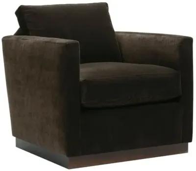 Liam Velvet Swivel Chair - Cocoa - Handcrafted