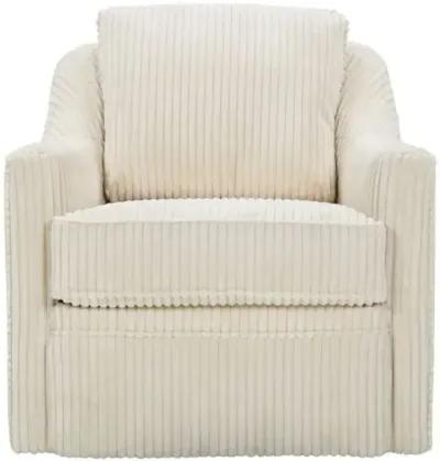 Mollie Channeled Swivel Chair - Ivory Velvet