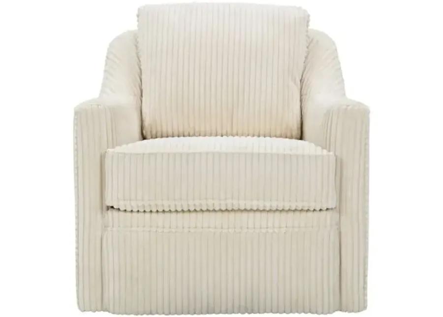 Mollie Channeled Swivel Chair - Ivory Velvet