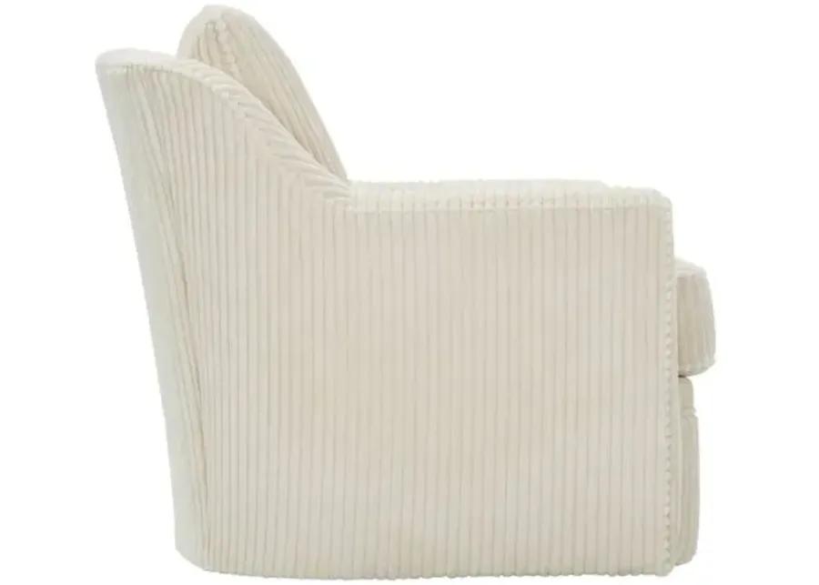 Mollie Channeled Swivel Chair - Ivory Velvet