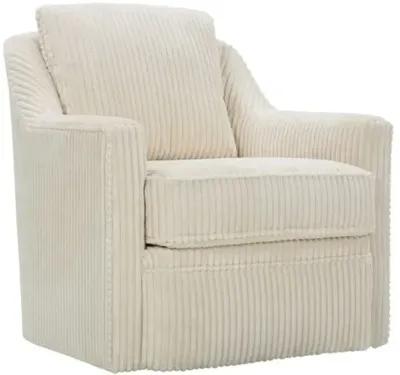 Mollie Channeled Swivel Chair - Ivory Velvet