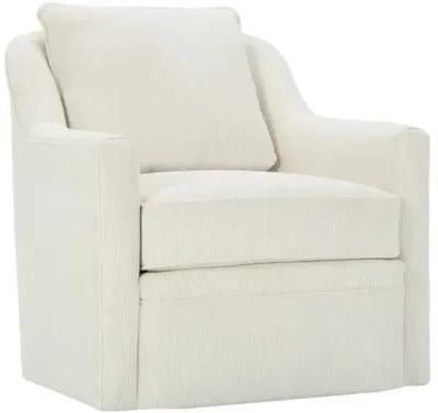 Mollie Channeled Velvet Swivel Chair - Pearl