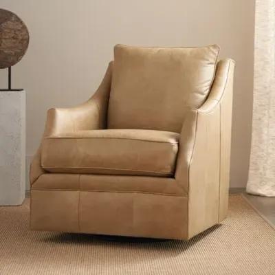 Sadie Leather Swivel Glider Chair - Brown