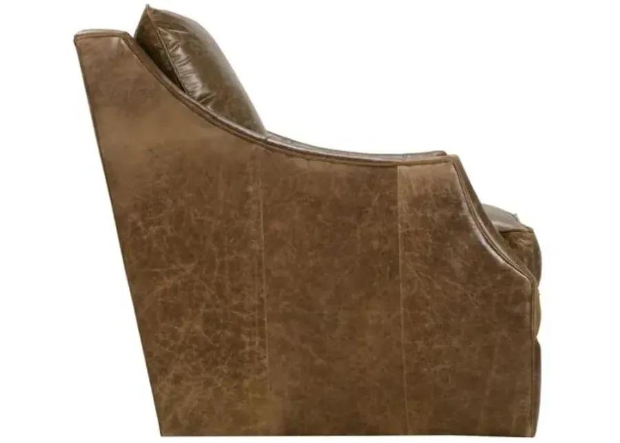 Sadie Leather Swivel Glider Chair - Brown