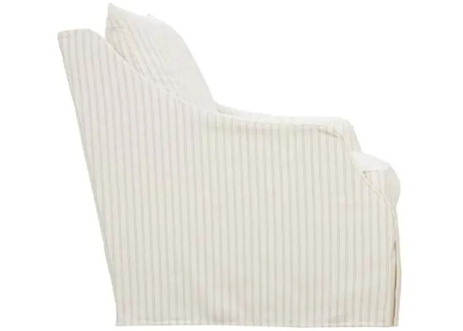 Sadie Slipcover Swivel Chair - Ivory/Grey Stripe