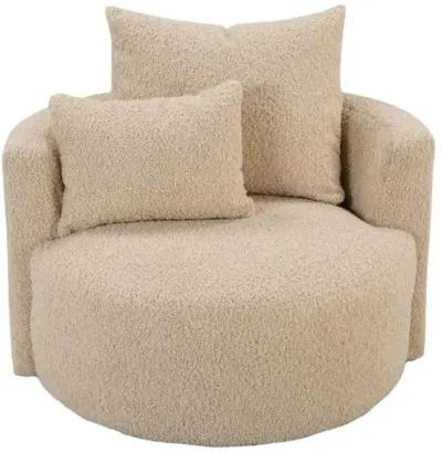 Wrenley Swivel Cuddle Chair - Sand Shearling - Beige