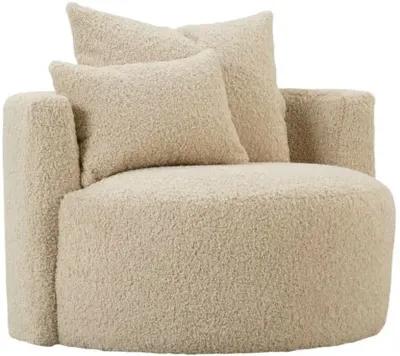 Wrenley Swivel Cuddle Chair - Sand Shearling - Beige