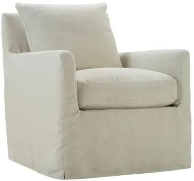 Vivian Slipcover Swivel Glider Chair - Pearl - White