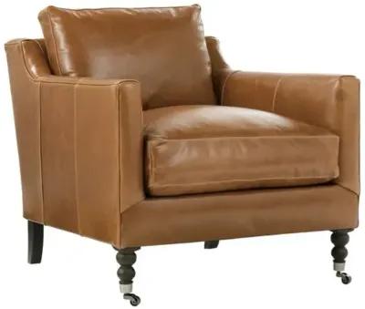 Margot Leather Accent Chair - Autumn - Brown, Comfortable, Durable