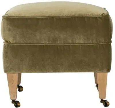 Leo Velvet Ottoman - Olive Green