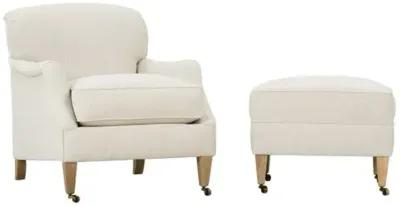 Leo Ottoman with Casters - Ivory