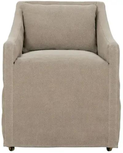 Charli Slipcover Dining Arm Chair - Linen - Brown