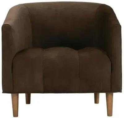 Peterson Barrel Leather Accent Chair - Brown - Curved Back, Comfortable, Durable