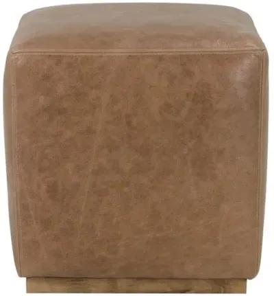 Madden Square Leather Ottoman - Nugget - Brown