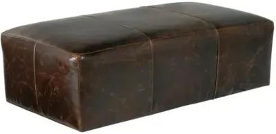 Augie Upholstered Leather Ottoman - Brown