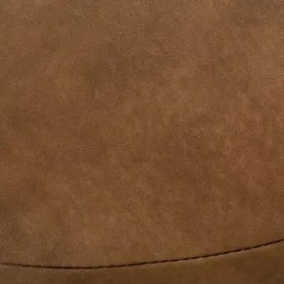 Rhodes Leather Large Round Ottoman - Brown