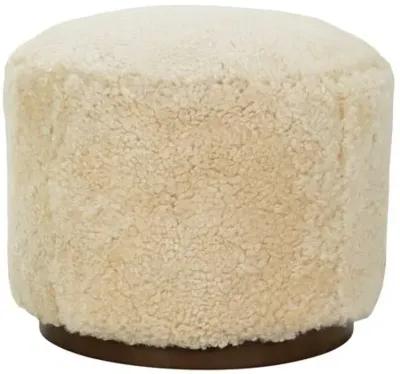 Cassian Ottoman - Beige Shearling Hide