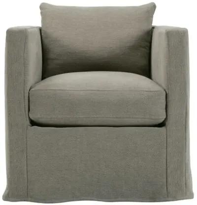 Koen Slipcovered Swivel Chair - Olive Linen