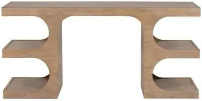 Kiki Rift Cut Oak Console Table/Desk - Driftwood