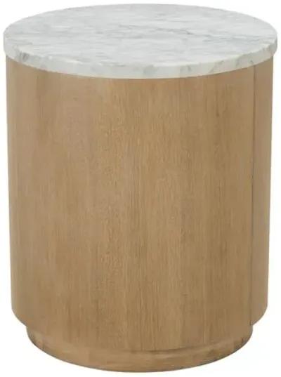 Audrey Round Marble Top Side Table - Natural/White