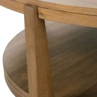 River Wood Round Coffee Table - Saddle