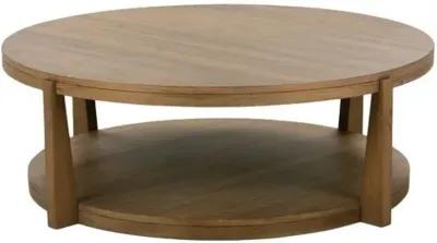 River Wood Round Coffee Table - Saddle