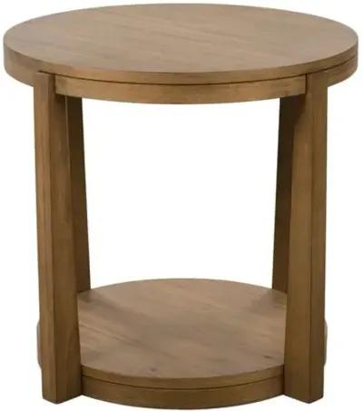 River Wood Round Side Table - Saddle