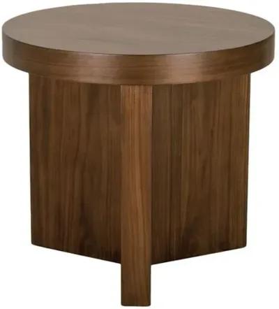 Dawn Round Walnut Veneer Side Table - Auburn