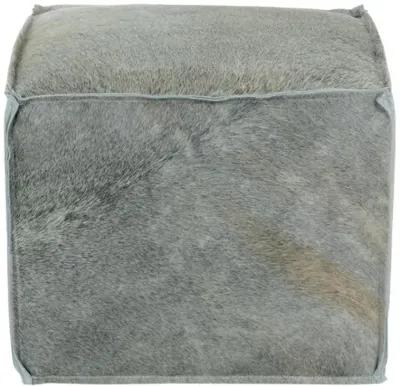 Tanner Hair on Hide Ottoman/Pouf - Platinum - Gray