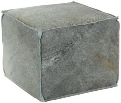 Tanner Hair on Hide Ottoman/Pouf - Platinum - Gray