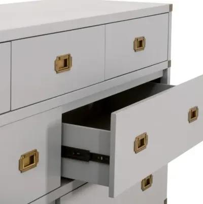 Talbot 7-Drawer Campaign Dresser - Dove Grey/Gold - Gray