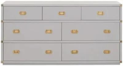 Talbot 7-Drawer Campaign Dresser - Dove Grey/Gold - Gray