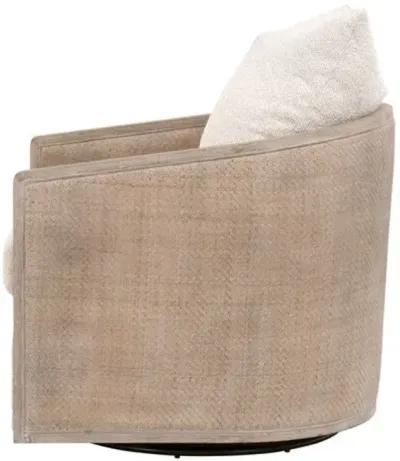 Winnie Cane Wrapped Swivel Chair - Performance Linen